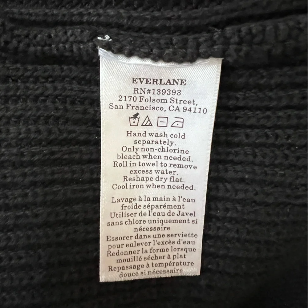 Everlane Half-Zip in Everyday Organic Cotton Knit Sweater in Black, size S
